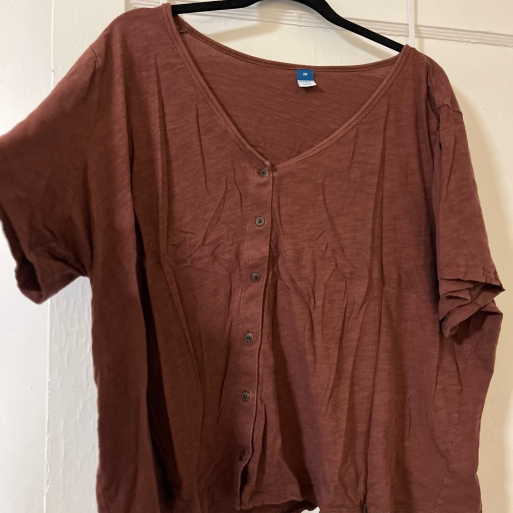 Women's Rust Button-Up Top
